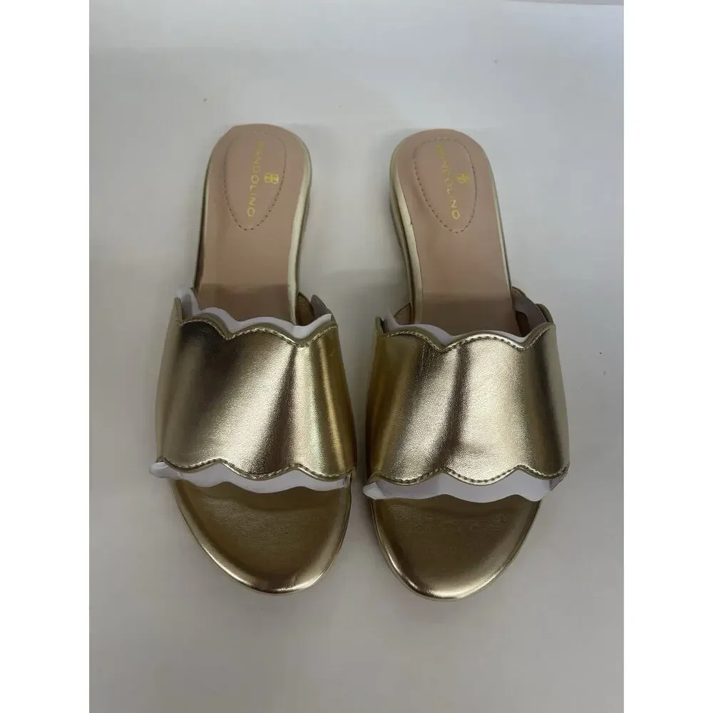 Bandolino Womens Kayla Slide Flat Sandals Shoes Platino Gold Size 6.5 M